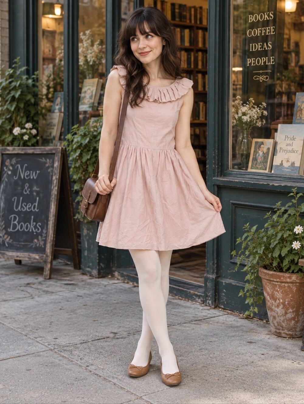 Dear Creatures Pink Silk Cotton Ruffle Fit Flare Dress M Twee ModCloth